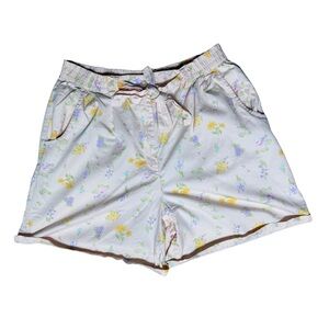 Vintage Karen Scott Floral Cotton Shorts with Tie Size 14